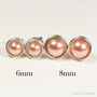 Sterling silver wire wrapped rose peach pearl stud earrings handmade by Jessica Luu Jewelry