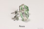 Sterling silver wire wrapped light green chrysolite crystal stud earrings handmade by Jessica Luu Jewelry