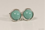 Sterling silver wire wrapped blue green jade stud earrings handmade by Jessica Luu Jewelry
