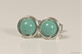 Sterling silver wire wrapped blue green jade stud earrings handmade by Jessica Luu Jewelry