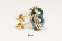 14K yellow gold filled wire wrapped blue grey Tahitian pearl stud earrings handmade by Jessica Luu Jewelry