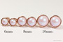 14K rose gold filled wire wrapped iridescent light pink dreamy rose pearl stud earrings in 3 sizes handmade by Jessica Luu Jewelry