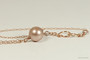14K rose gold filled wire wrapped powder almond beige pearl pendant on chain necklace handmade by Jessica Luu Jewelry