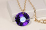 14K yellow gold filled chain necklace with heliotrope purple crystal pendant handmade by Jessica Luu Jewelry