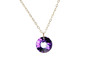 Gold Purple Crystal Pendant Necklace - Available with Matching Earrings