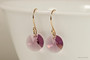 14K yellow gold filled iris purple crystal rivoli pendant dangle earrings handmade by Jessica Luu Jewelry