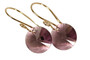 Gold Purple Crystal Dangle Earrings - Other Metal Options Available