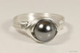 Sterling silver wire wrapped dark grey pearl solitaire ring handmade by Jessica Luu Jewelry