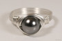 Sterling silver wire wrapped dark grey pearl solitaire ring handmade by Jessica Luu Jewelry