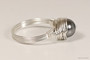 Sterling silver wire wrapped dark grey pearl solitaire ring handmade by Jessica Luu Jewelry