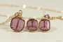 14K yellow gold filled wire wrapped iris purple crystal cube stud earrings and necklace set handmade  by Jessica Luu Jewelry