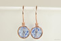 14K rose gold filled wire wrapped light sapphire blue crystal earrings handmade by Jessica Luu Jewelry