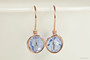 14K rose gold filled wire wrapped light sapphire blue crystal earrings handmade by Jessica Luu Jewelry