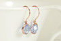 14K rose gold filled wire wrapped light sapphire blue crystal earrings handmade by Jessica Luu Jewelry