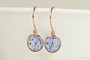 14K rose gold filled wire wrapped light sapphire blue crystal earrings handmade by Jessica Luu Jewelry