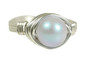 Sterling Silver Iridescent Powder Blue Pearl Ring - Other Metal Options Available