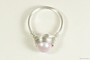 Sterling silver wire wrapped iridescent light pink dreamy rose pearl solitaire ring handmade by Jessica Luu Jewelry