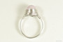 Sterling silver wire wrapped iridescent light pink dreamy rose pearl solitaire ring handmade by Jessica Luu Jewelry