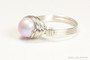 Sterling silver wire wrapped 8mm iridescent light pink pearl solitaire ring handmade by Jessica Luu Jewelry