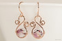 14K rose gold filled wire wrapped lilac shadow purple crystal dangle earrings handmade by Jessica Luu Jewelry