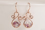 14K rose gold filled wire wrapped lilac shadow purple crystal dangle earrings handmade by Jessica Luu Jewelry