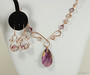 14K rose gold filled wire wrapped lilac shadow purple crystal dangle earrings and necklace set handmade by Jessica Luu Jewelry
