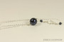 Sterling silver wire wrapped dark navy night blue pearl pendant on chain necklace handmade by Jessica Luu Jewelry