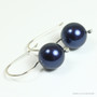 Sterling Silver Navy Blue Pearl Pendant Necklace - Available with Matching Earrings and Other Metal Options