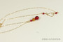 14K yellow gold filled wire wrapped orange topaz and scarlet red crystal pendant on chain necklace handmade by Jessica Luu Jewelry