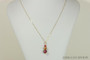 14K yellow gold filled wire wrapped orange topaz and scarlet red crystal pendant on chain necklace handmade by Jessica Luu Jewelry