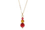 Gold Orange Red Crystal Necklace - Available with Matching Earrings