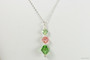 Sterling silver wire wrapped peridot, rose peach and fern green crystal pendant on chain necklace handmade by Jessica Luu Jewelry