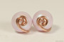 14K rose gold filled wire wrapped iridescent dreamy rose pink pearl stud earrings handmade by Jessica Luu Jewelry