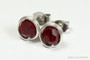 Sterling silver wire wrapped 6mm garnet red siam crystal stud earrings handmade by Jessica Luu Jewelry