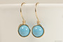 14K yellow gold filled wire wrapped turquoise blue drop earrings handmade by Jessica Luu Jewelry
