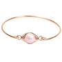 10mm iridescent light pink pearl bangle bracelet in 14K rose gold filled wire wrapped setting handmade by Jessica Luu Jewelry