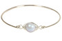 Sterling Silver Powder Blue Pearl Bangle Bracelet - Available in Other Metal Choices
