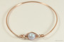 14K rose gold filled wire wrapped iridescent dreamy blue pearl solitaire bangle bracelet handmade by Jessica Luu Jewelry