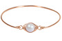 Rose Gold Powder Blue Pearl Bangle Bracelet - Available in Other Metal Choices
