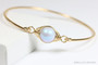 Light Blue Pearl Bangle Bracelet Yellow or Rose Gold