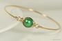 14K yellow gold filled herringbone wire wrapped eden green pearl slide on bangle bracelet handmade by Jessica Luu Jewelry