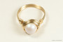 14K yellow gold filled wire wrapped pearlescent white pearl solitaire ring handmade by Jessica Luu Jewelry