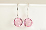 Sterling silver light rose pink crystal dangle earrings handmade by Jessica Luu Jewelry