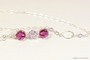 Sterling silver wire wrapped fuchsia pink purple and lavender violet crystal pendant on chain necklace handmade by Jessica Luu Jewelry