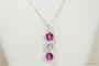 Sterling silver wire wrapped fuchsia pink purple and lavender violet crystal pendant on chain necklace handmade by Jessica Luu Jewelry
