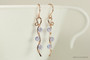 14K rose gold filled wire wrapped Provence lavender blue purple crystal dangle earrings handmade by Jessica Luu Jewelry