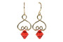Gold Orange Crystal Dangle Earrings