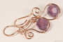 14K rose gold filled wire wrapped cyclamen opal purple crystal dangle earrings handmade by Jessica Luu Jewelry