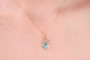 14K yellow gold filled wire wrapped light turquoise aqua blue green crystal briolette pendant on chain necklace handmade by Jessica Luu Jewelry