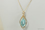 14K yellow gold filled wire wrapped light turquoise aqua blue green crystal briolette pendant on chain necklace handmade by Jessica Luu Jewelry